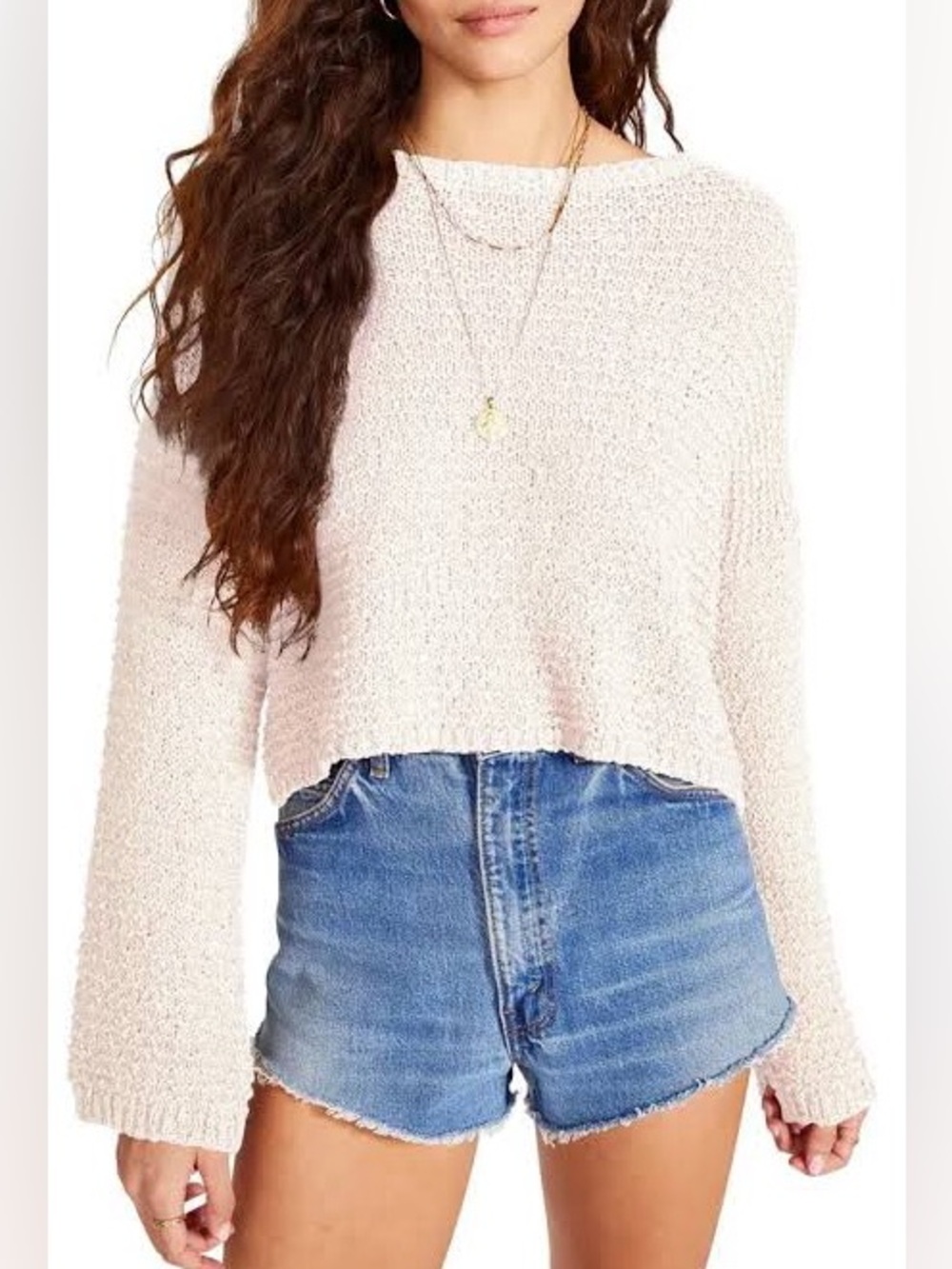 BB Dakota optic white net worth sweater Small  Cropped Knit